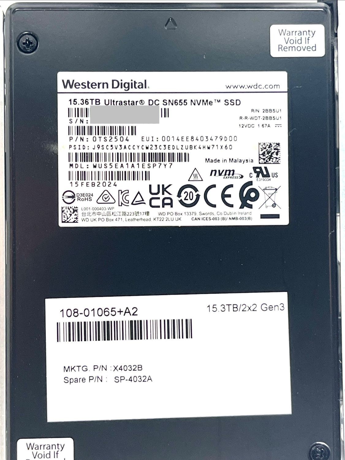 NetApp X4032B 15.3TB NVMe SSD SED for NS224 Storage Shelf