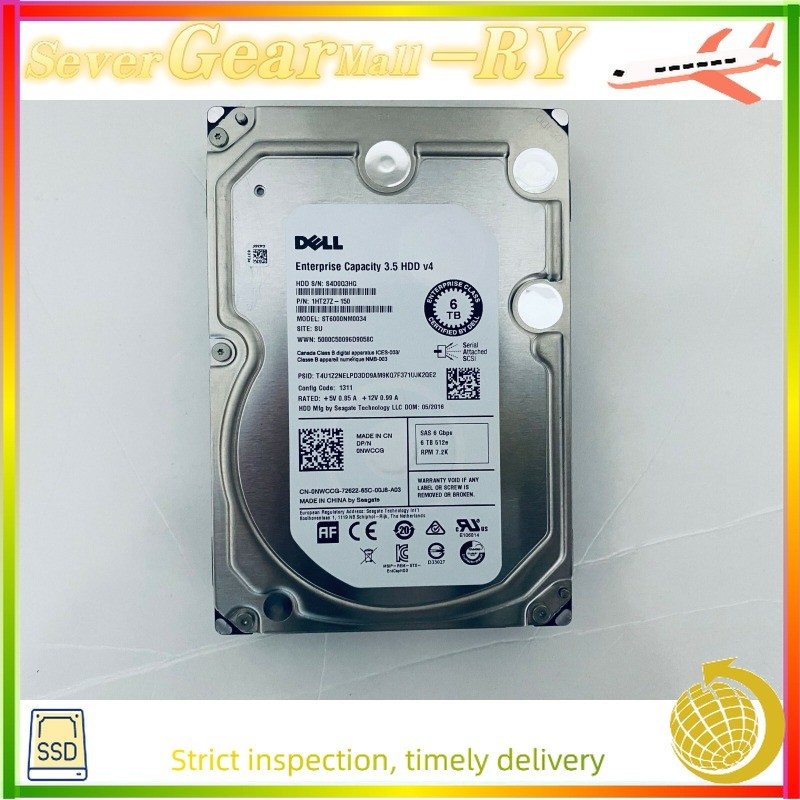 For Dell ST6000NM0034 NWCCG PowerEdge 6TB 7.2K SAS 6Gbps 3.5'' HDD 0NWCCG