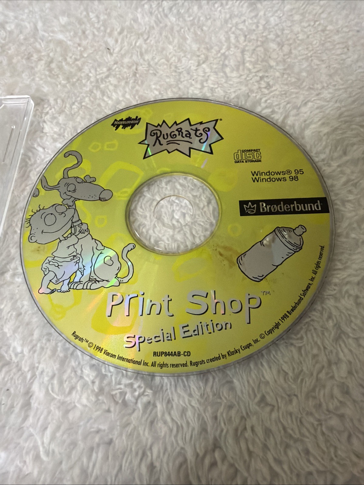 Rugrats Print Shop PC CD ROM 1998 Vintage 90s WIN 95 98 Disc Nickelodeon Nick