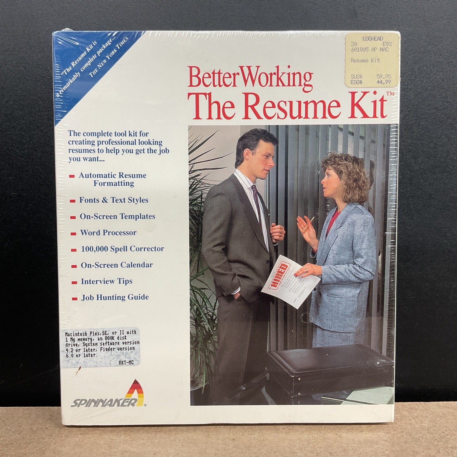 Spinnaker BetterWorking The Resume Kit Macintosh Plus SE II Factory Sealed