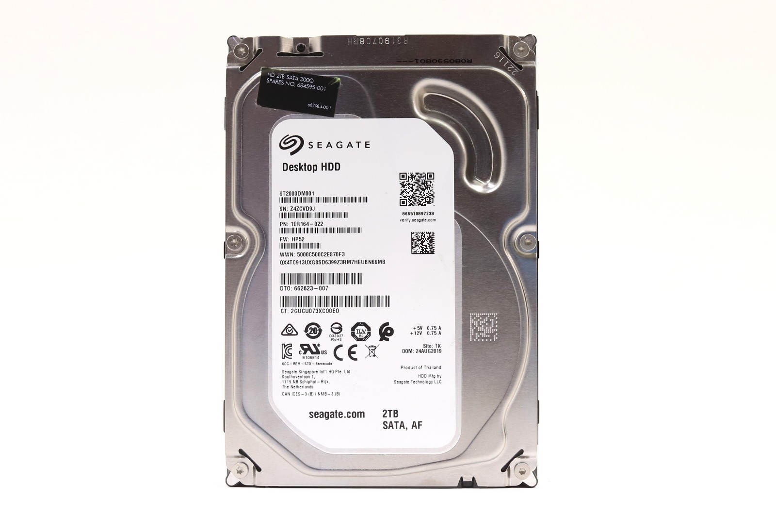 Seagate ST2000DM001 2TB 3.5" 6Gb/s 64MB 7.2K RPM SATA Hard Drive P/N: 1ER164-022