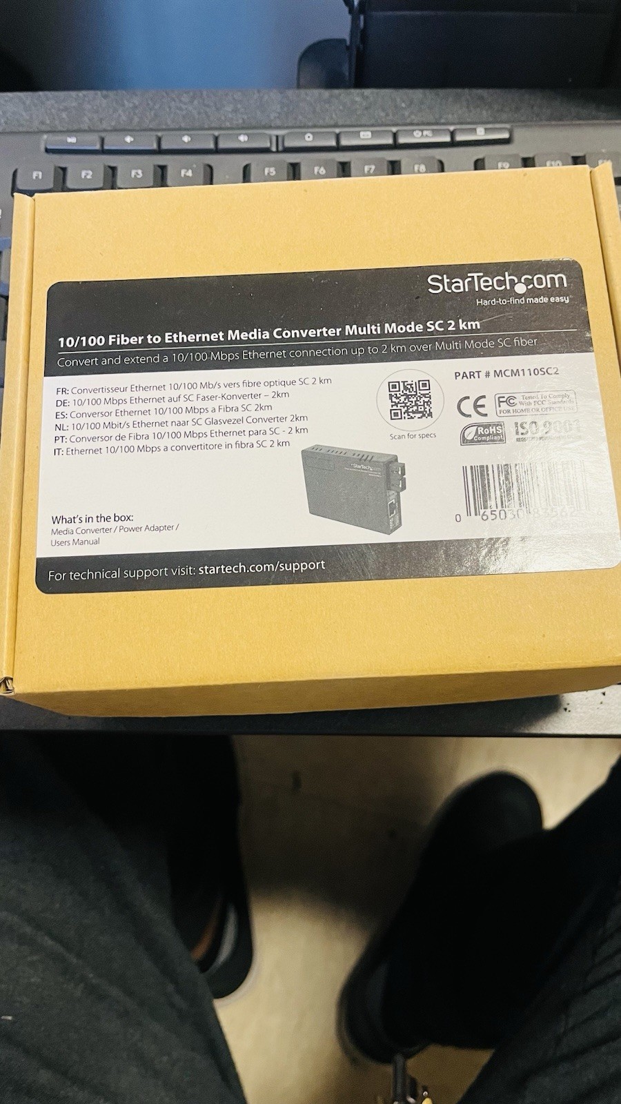 StarTech MCM110SC2 10/100 Fiber to Ethernet Media Converter Multi Mode SC 2km