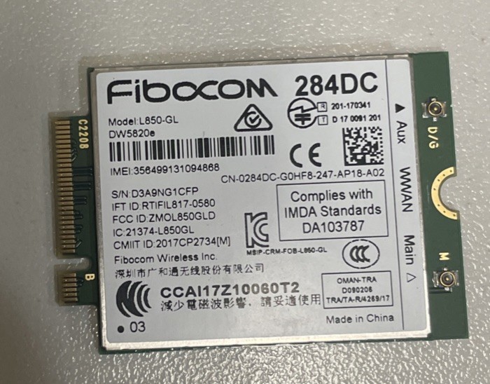 Dell DW5820e LTE WWAN Card Fibocom L850-GL M.2 T77W595 Working Pull OEM