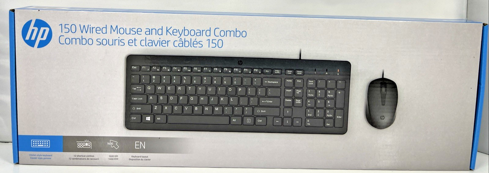 HP 150 Wired Keyboard and Mouse Combo - Black - New Sealed Box (24017AA#ABL)
