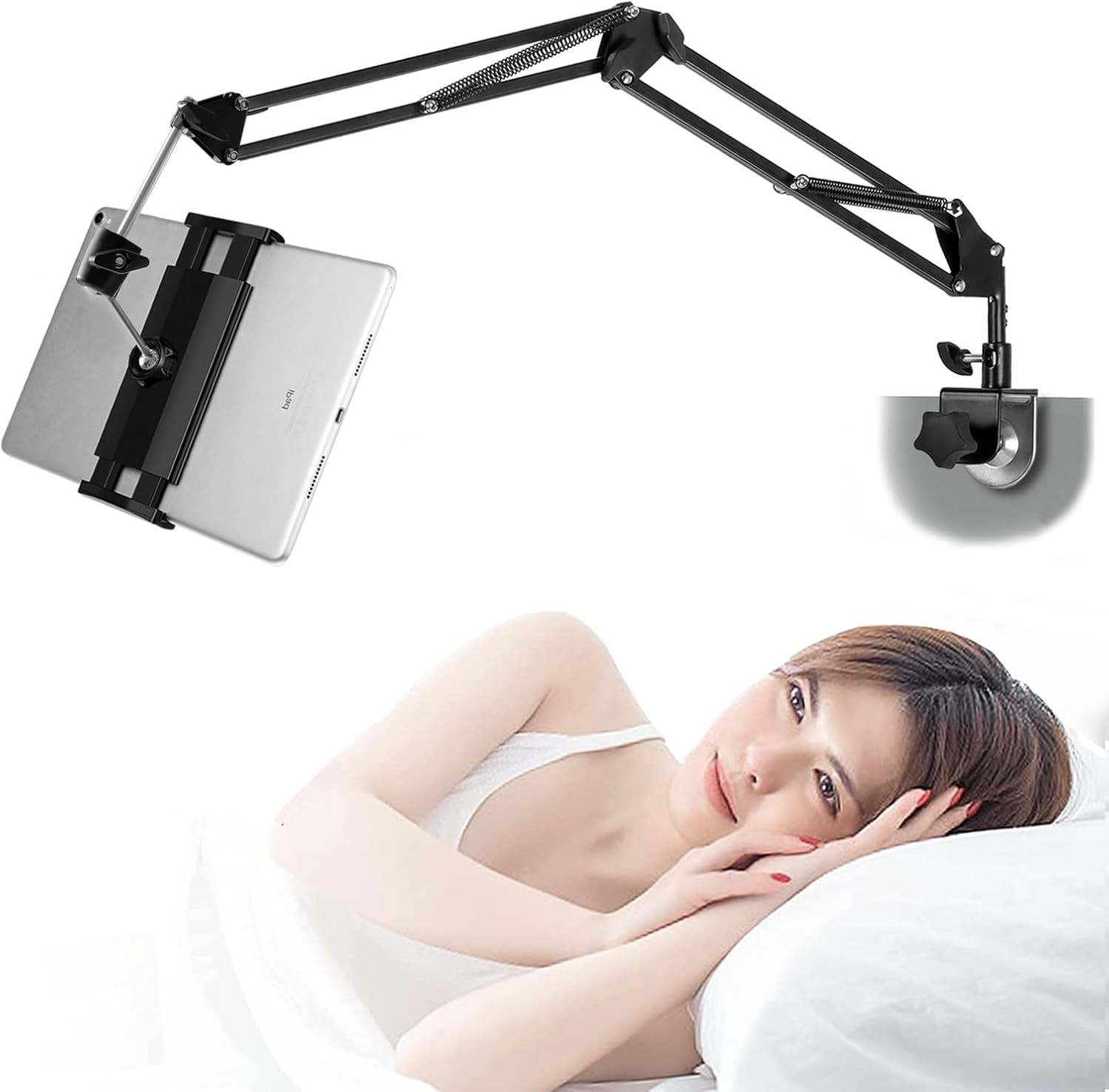 Tablet Stand for Bed, iPad Holder for Desk Bedside, Adjustable Gooseneck