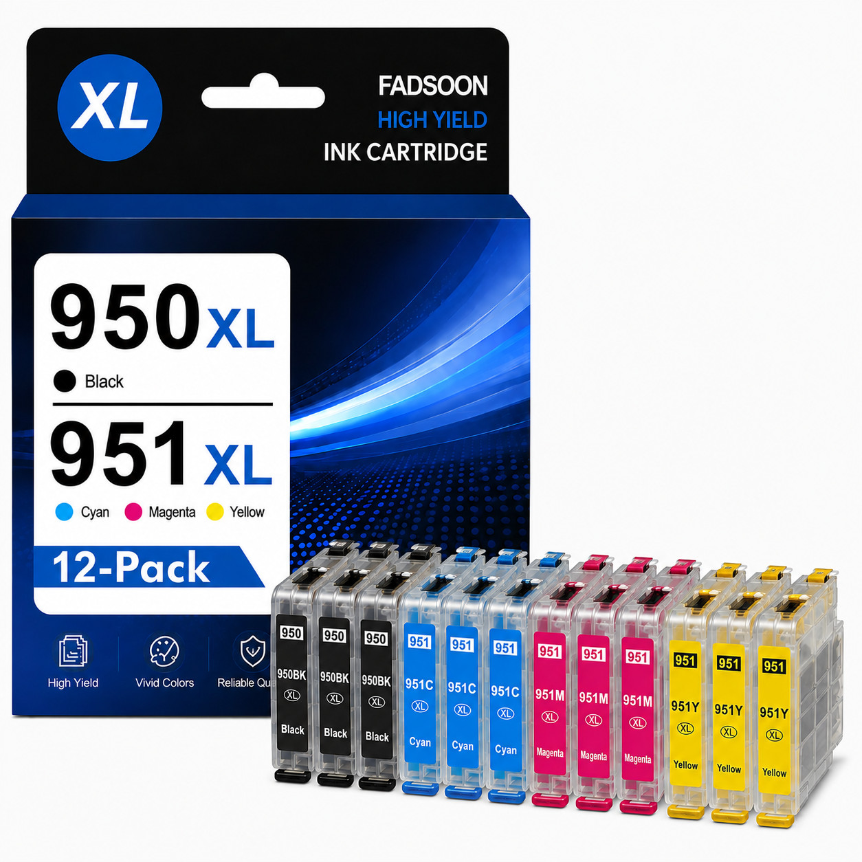 950XL 951XL 12PK High Yield Replacement Ink for OfficeJet Pro 251dw 276dw 8100
