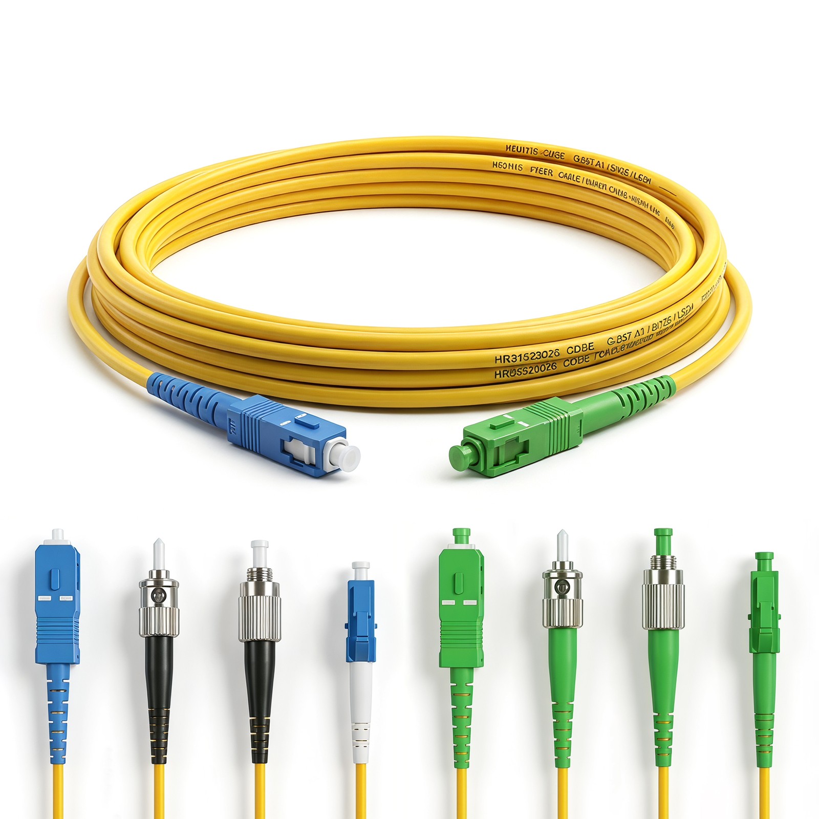 2PCS APC/FC to UPC/ FC Simplex Singlemode Fiber Optic Patch Cords 20M
