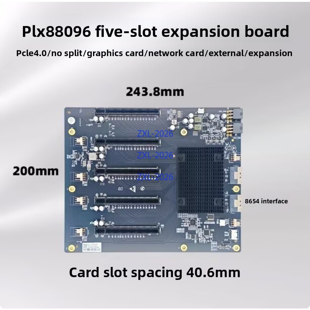 PLX88096 5-card Expansion Baseboard PCIe 4.0 No Splitting for Graphics Card