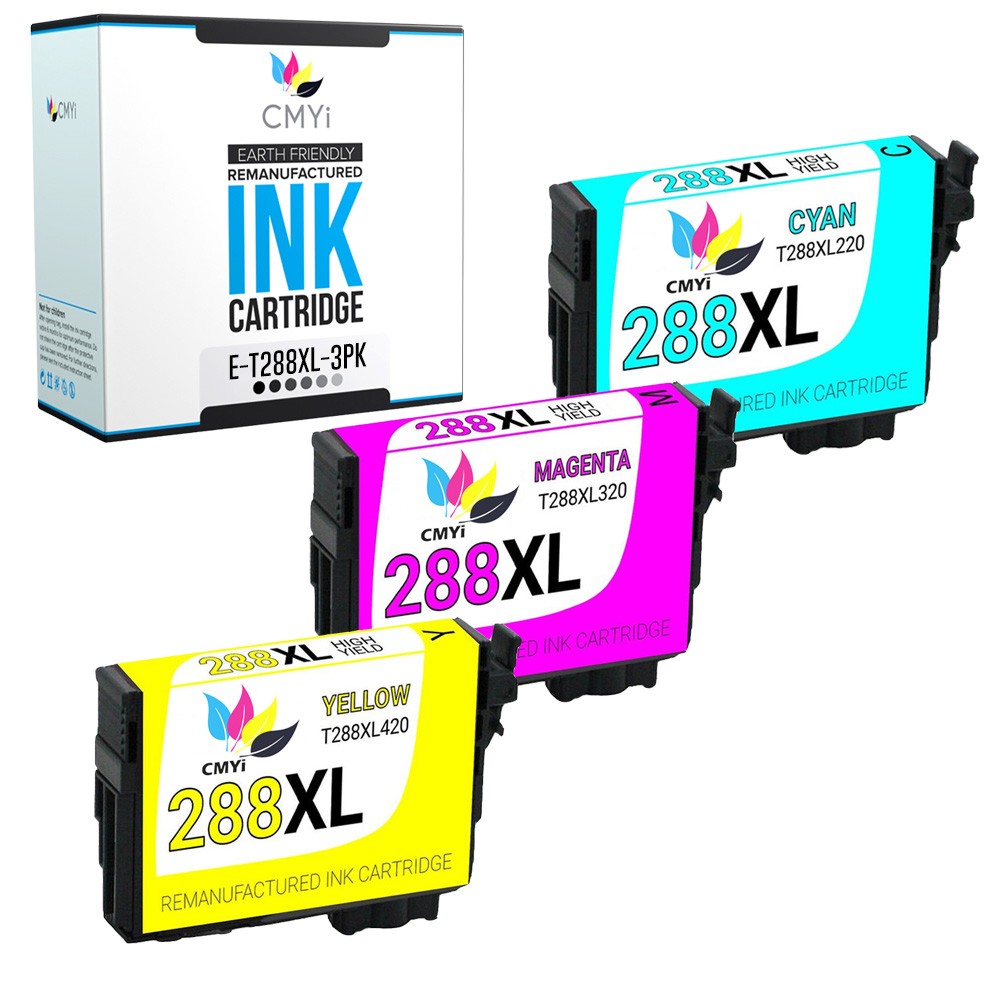 CMYi 3-Pack Replacement 288XL Color Ink Cartridges for Epson Expression XP-446