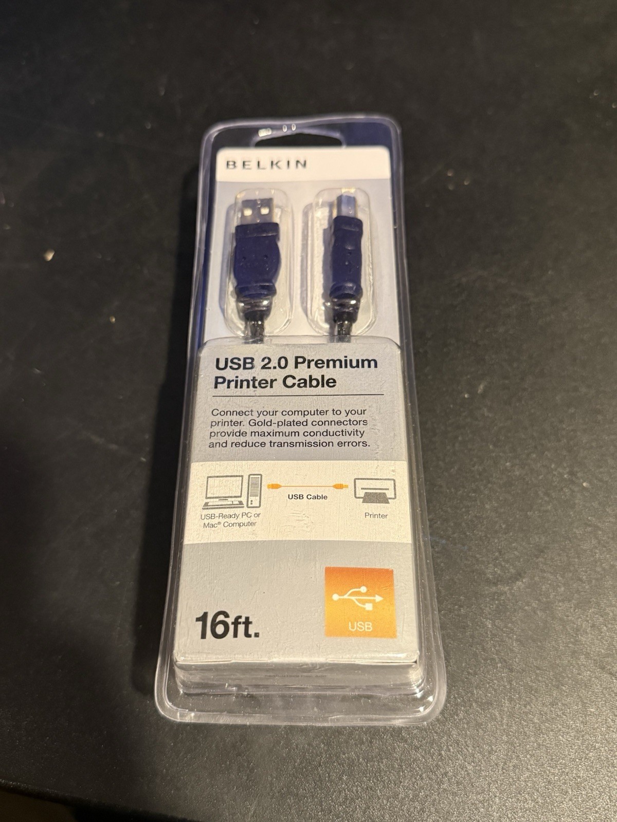 Belkin USB 2.0 Premium Printer Cable 16 Foot New in Package