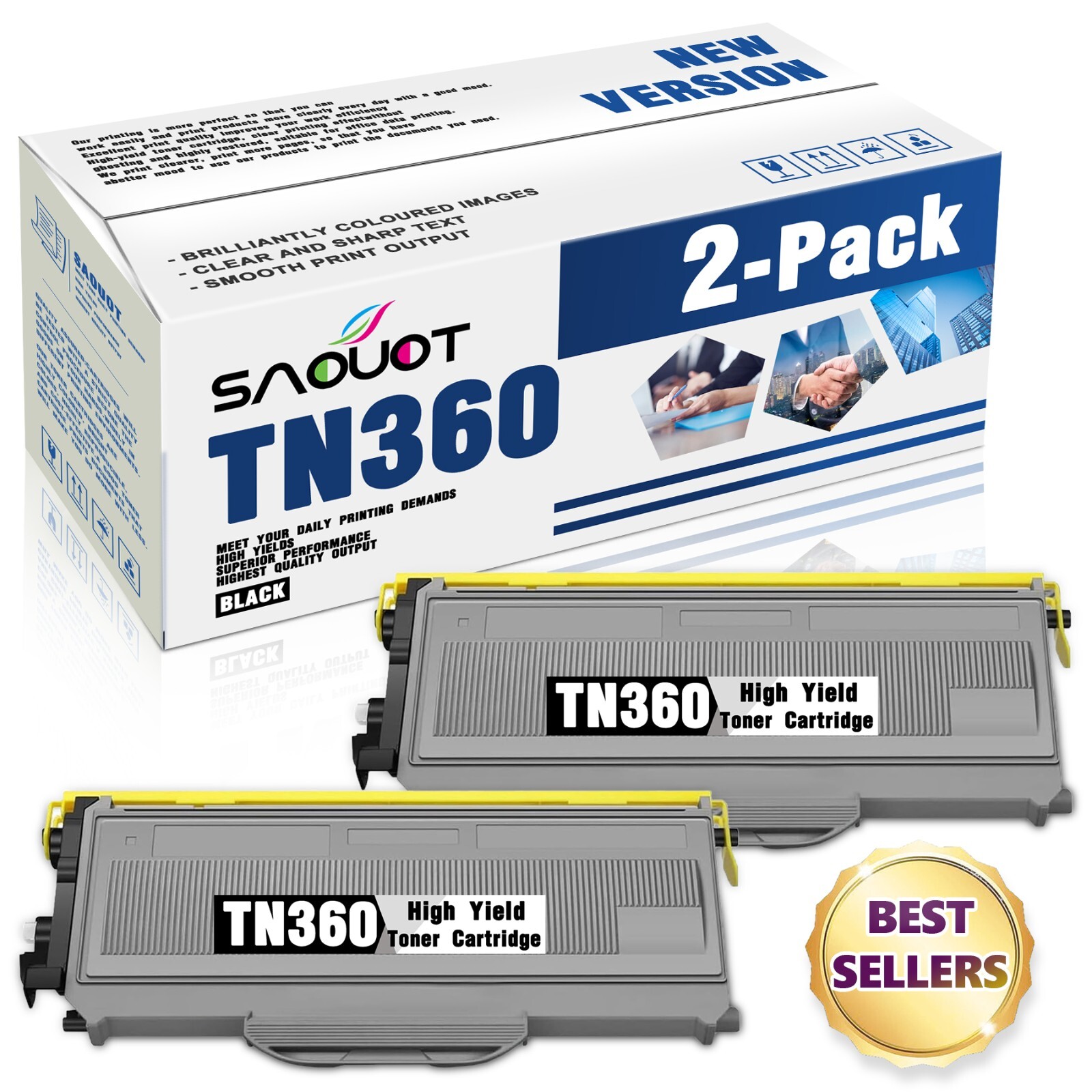 TN360 TN330 2-Pack Toner for Brother MFC-7345N DCP-7040 HL-2140 (Black)