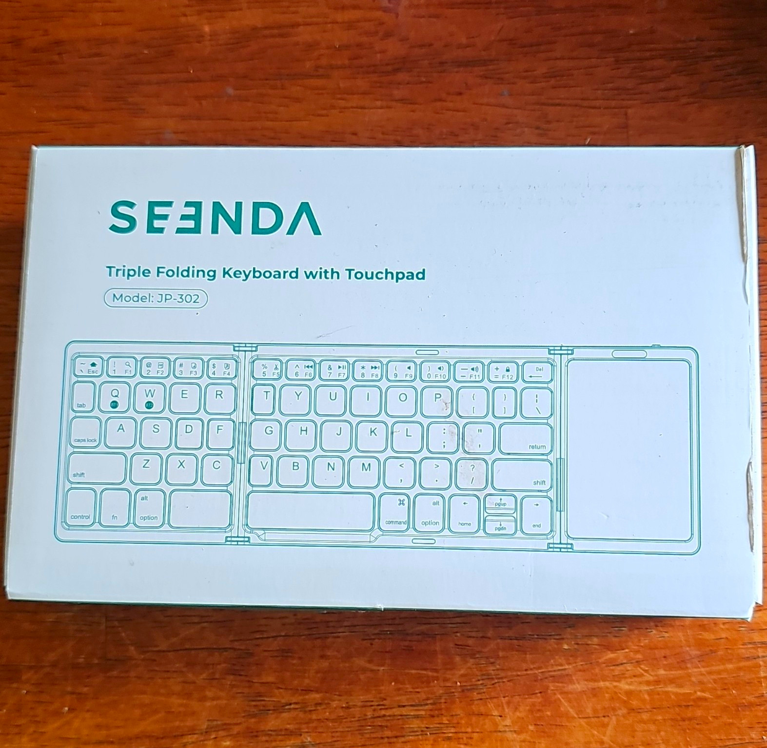 Seenda JP-302 Foldable Wireless Keyboard w/ Built-In Touchpad, QWERTY Black