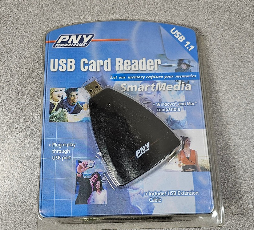 💾Vintage PNY SmartMedia USB Card Reader Open Box Retro Tech Mac Windows 98 Me