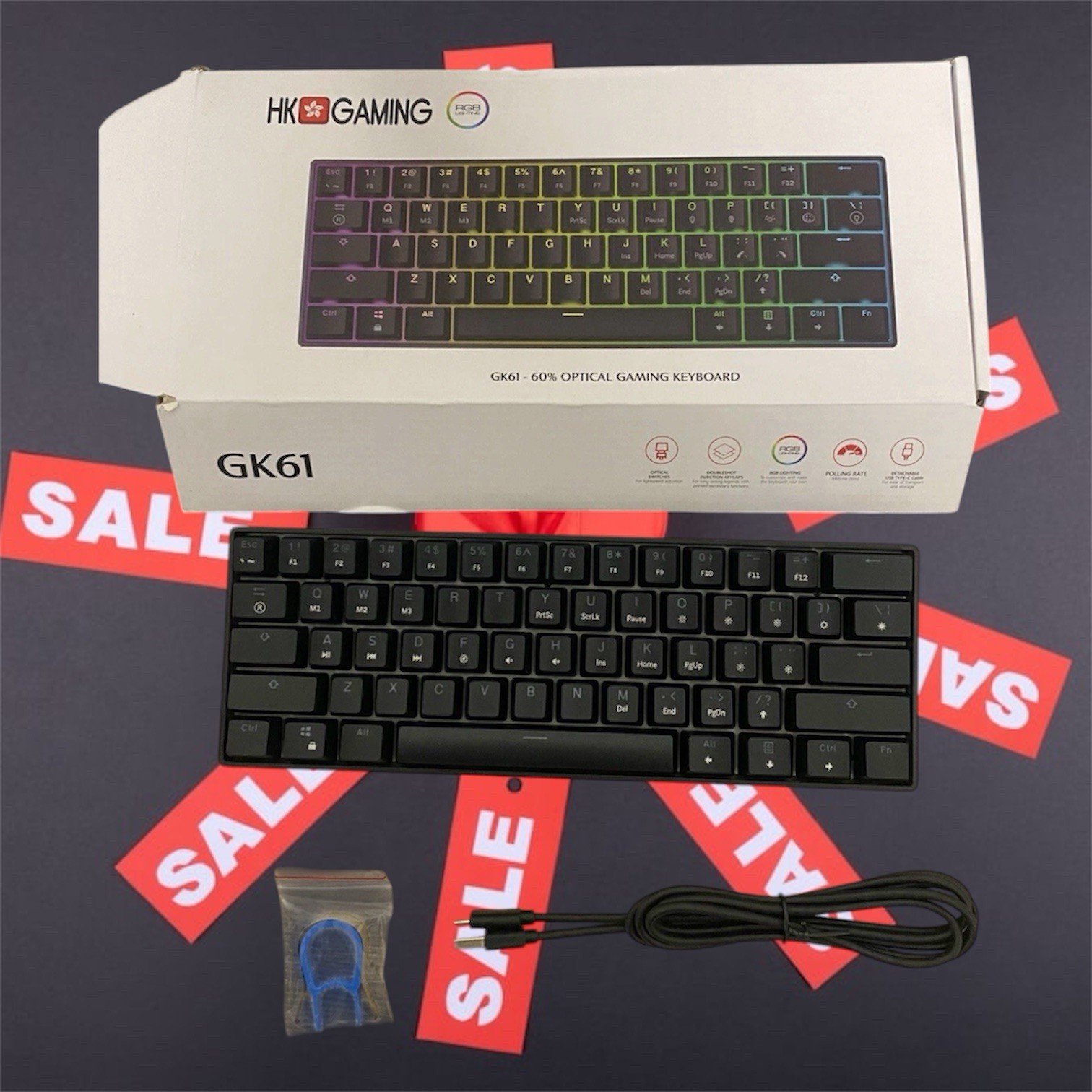HK Gaming GK61 RGB Mechanical Keyboard Optical Gateron-Black
