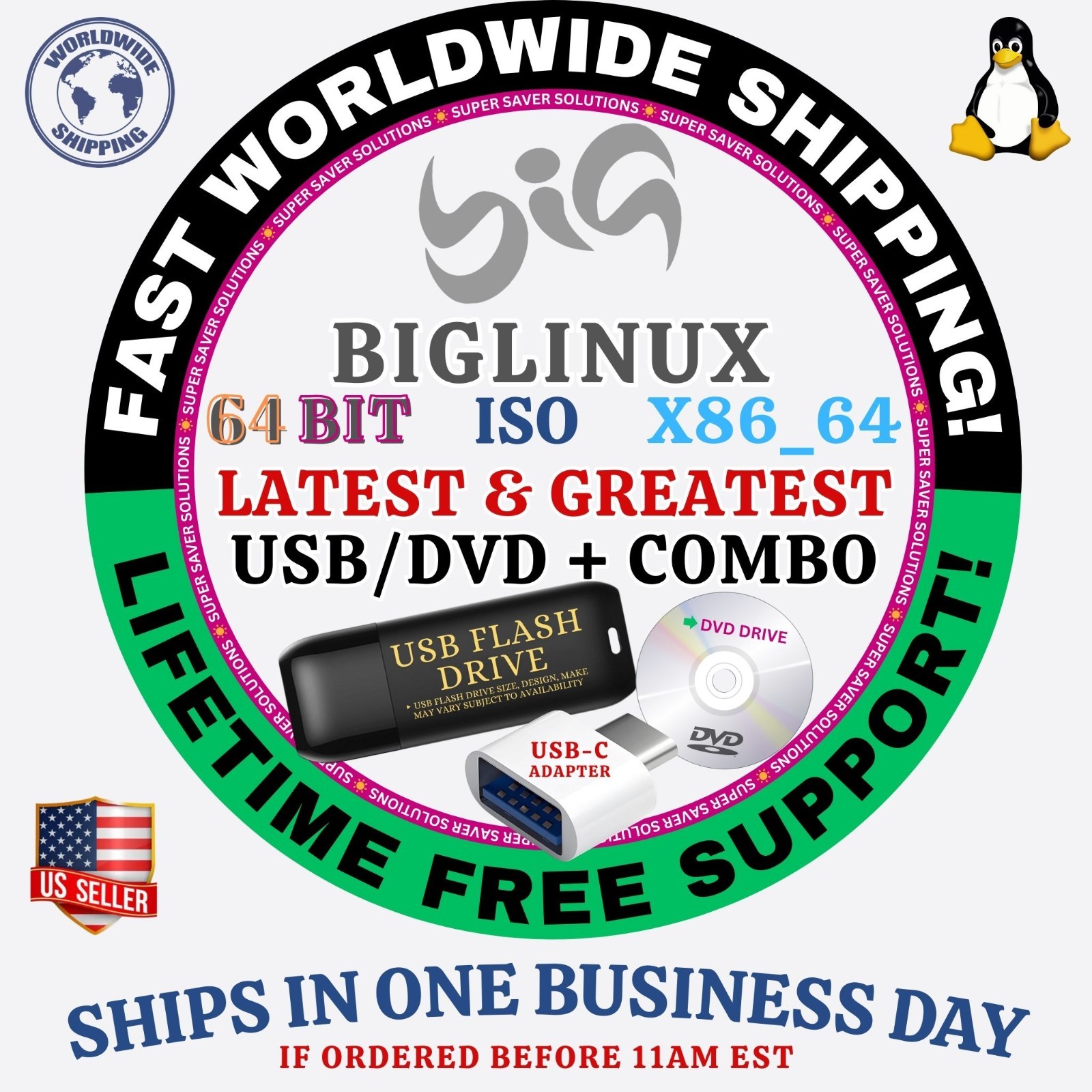 BigLinux Linux OS ISO 64BIT USB/DVD COMBOS, MAC PC, LATEST KERNEL BUILDS