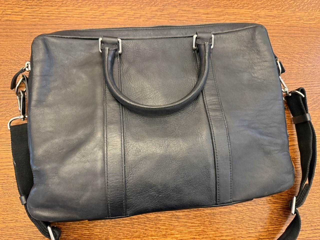Shinola Detroit Computer Briefcase Black Navigator Leather Pre-Owned