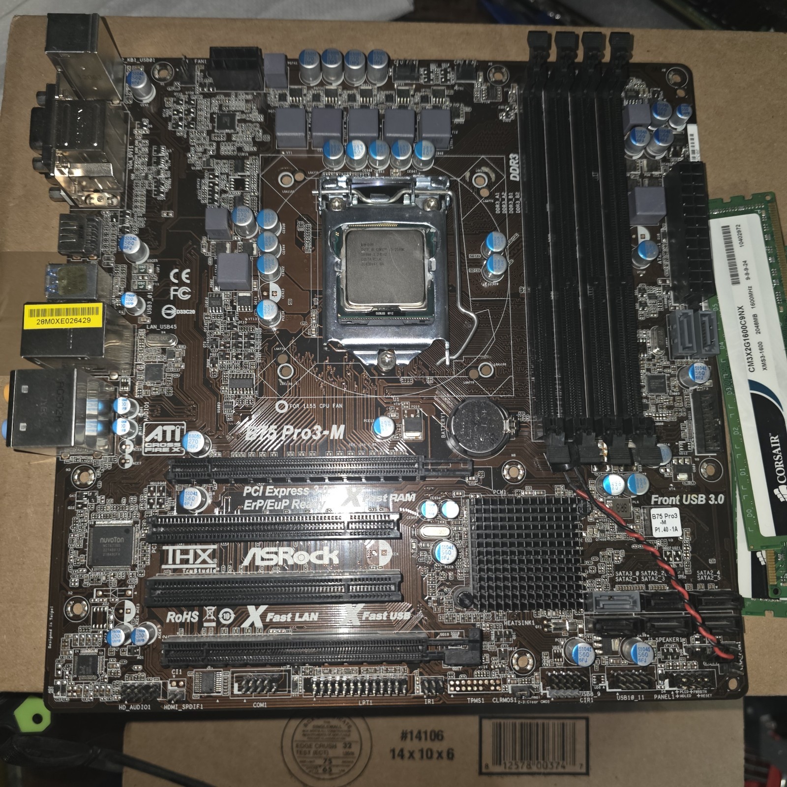 ASRock B75 Pro3-M mATX Motherboard Intel Core i5-3570 3.4GHz 8GB DDR3 RAM  IO SH