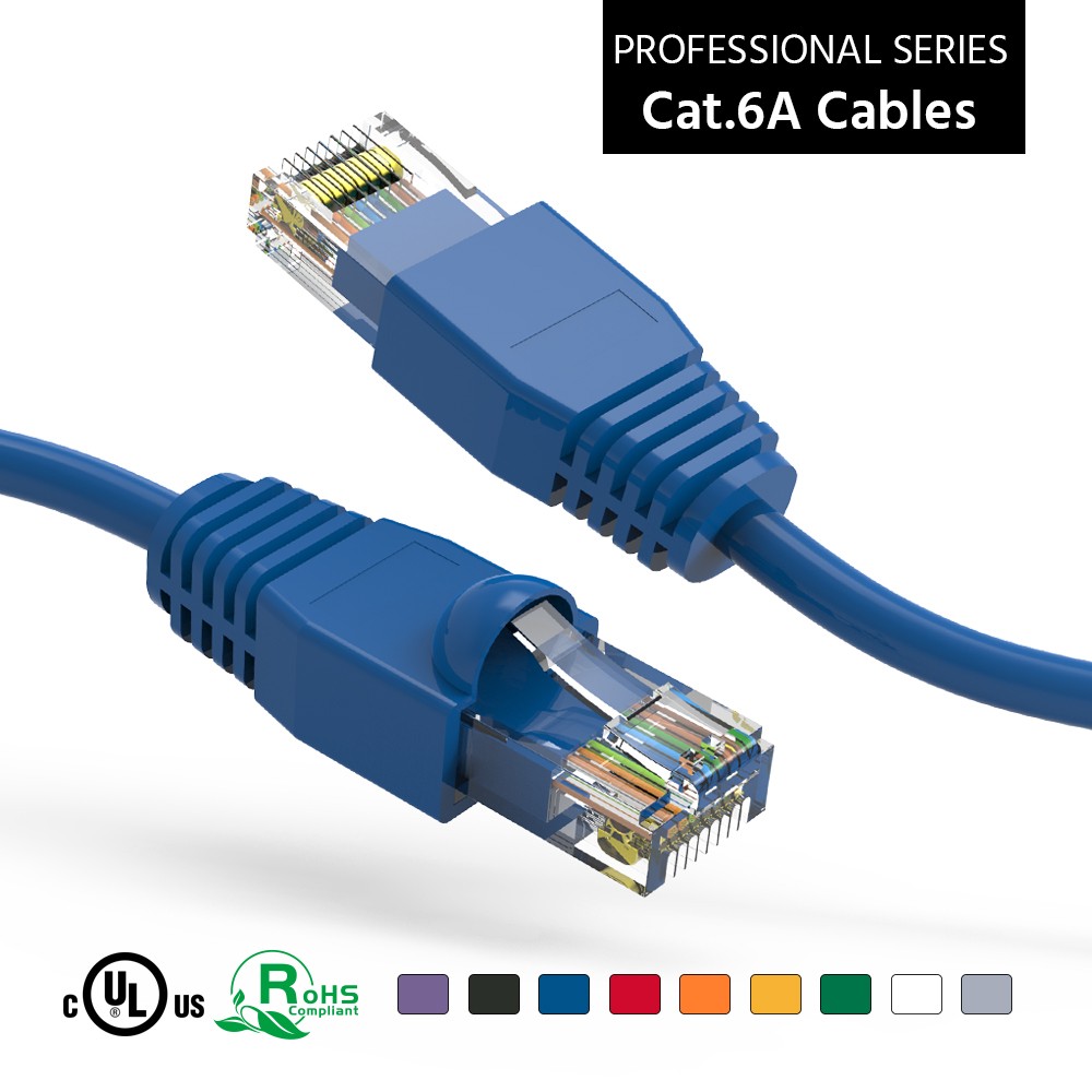 20 Pack of 20Ft CAT6A UTP Ethernet Network Booted Cable Blue