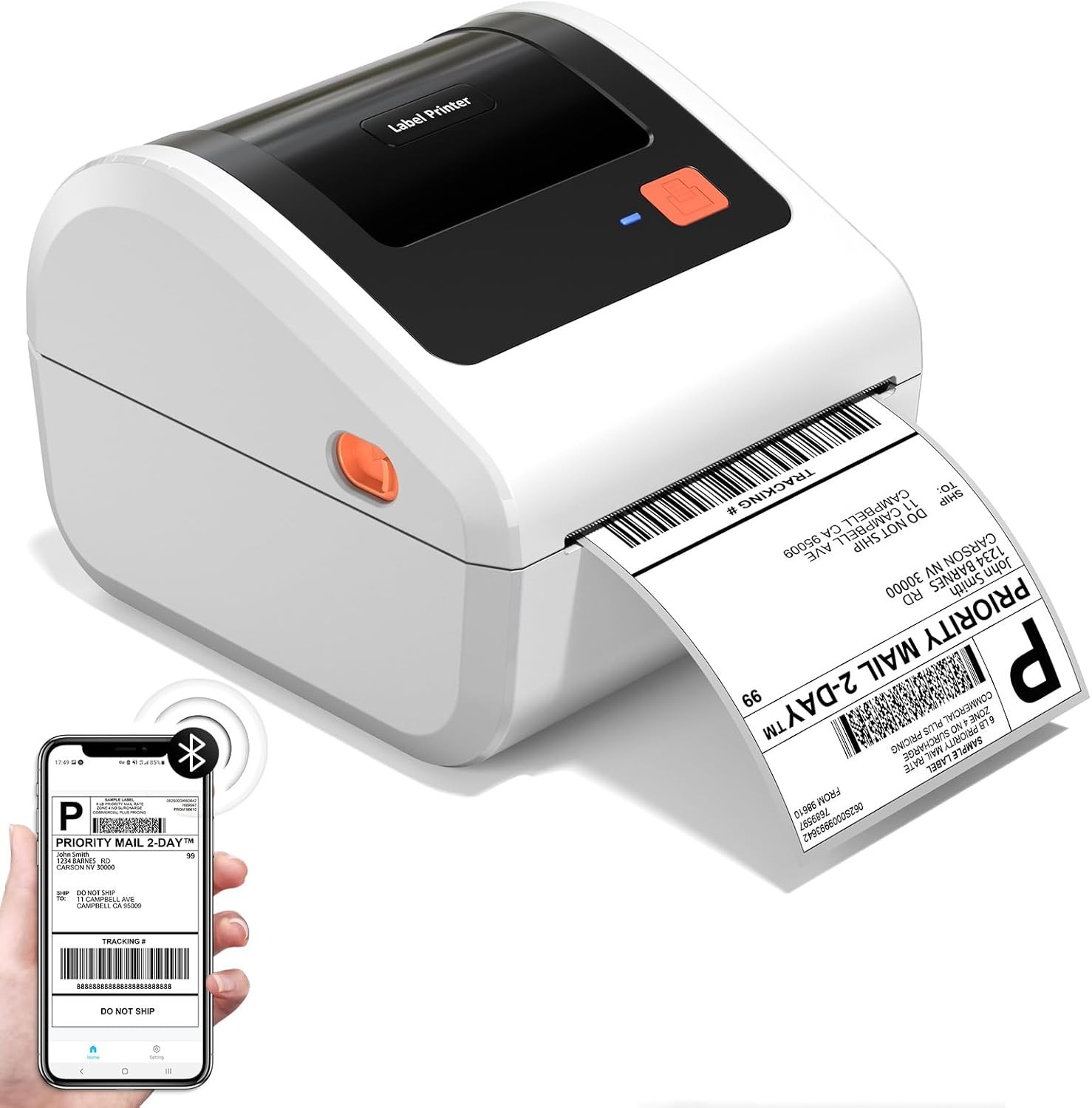Shipping Label Printer Bluetooth, 4x6 Thermal Printer+30 Labels for USPS FedEx