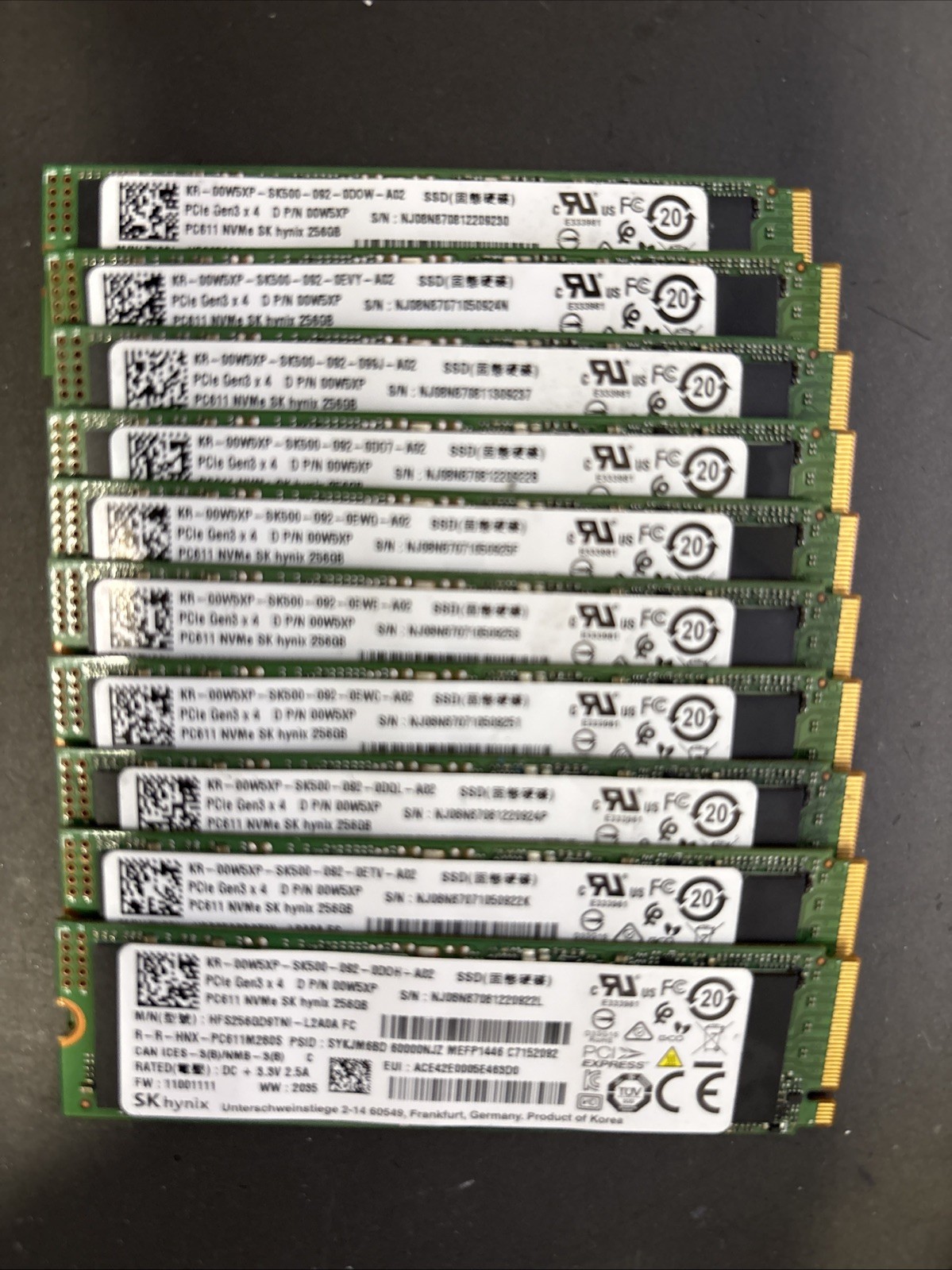 Lot Of 10 SK Hynix 256GB NVMe M.2 SSD