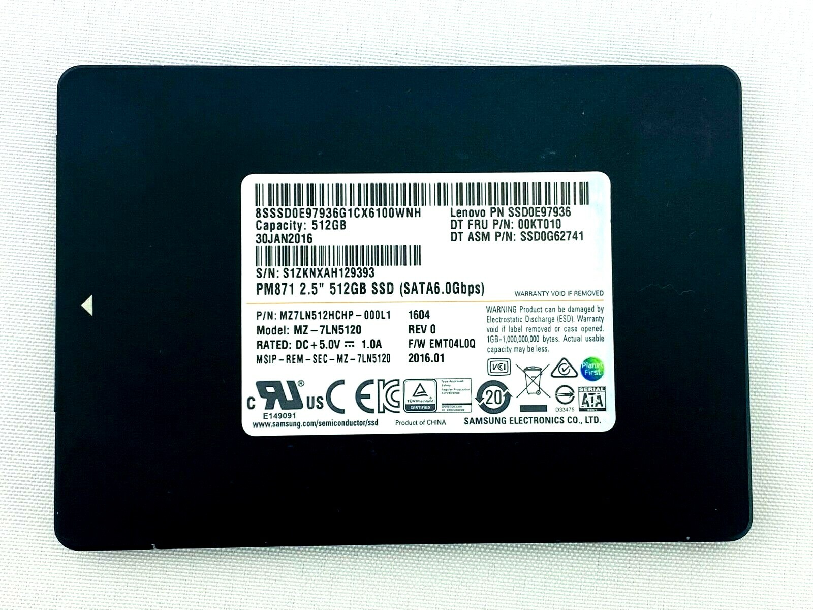 512GB Samsung PM871 Internal SSD MZ-7LN5120 Solid State Drive 2.5'' SATA III