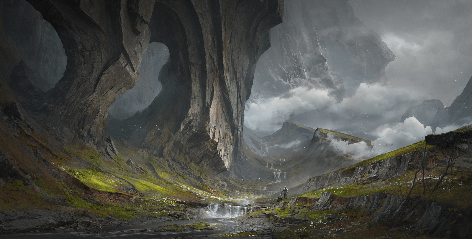 Landscape rock formation mountains environment fantasy Custom Gaming Mat Desk