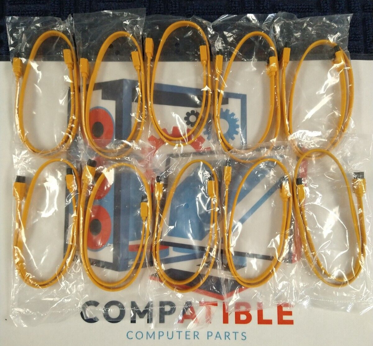 10 Pack Orange 18" (50cm) SATAIII SATA3 6Gb/s Cable w/Locking Latches OEM NEW