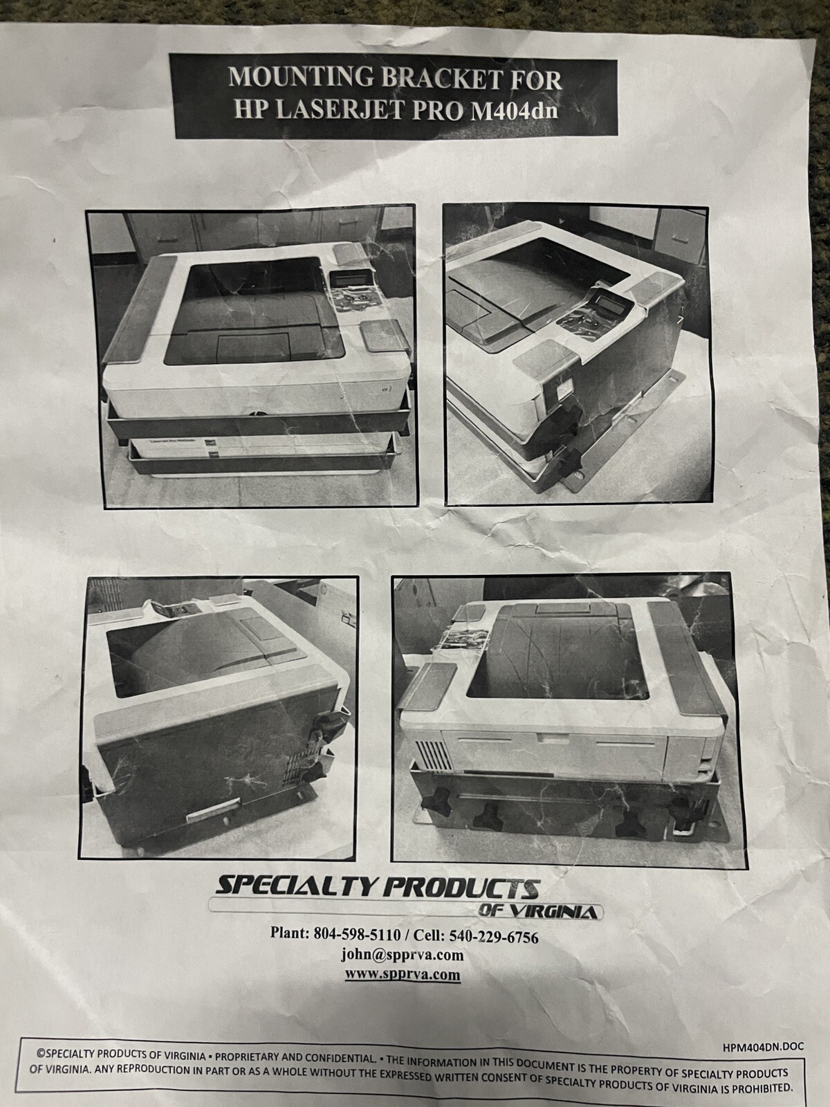 Mounting Bracket for HP LASERJET M404dn
