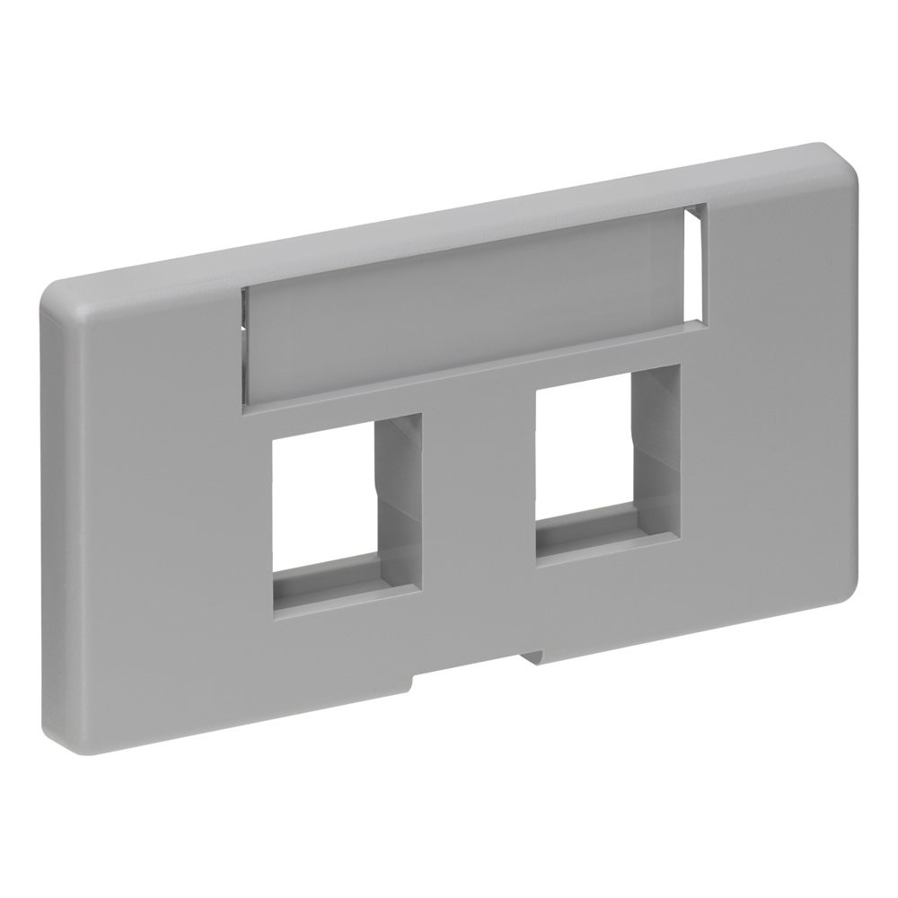 Leviton 2-Port QuickPort Modular Furniture Faceplate, 49910-SG2, Grey