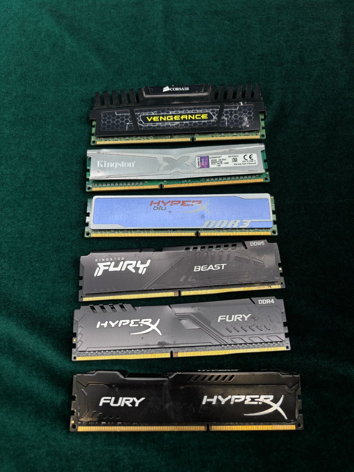 Lot of 6 Mixed Brand RAM Modules For Parts or Repair Untested Defective