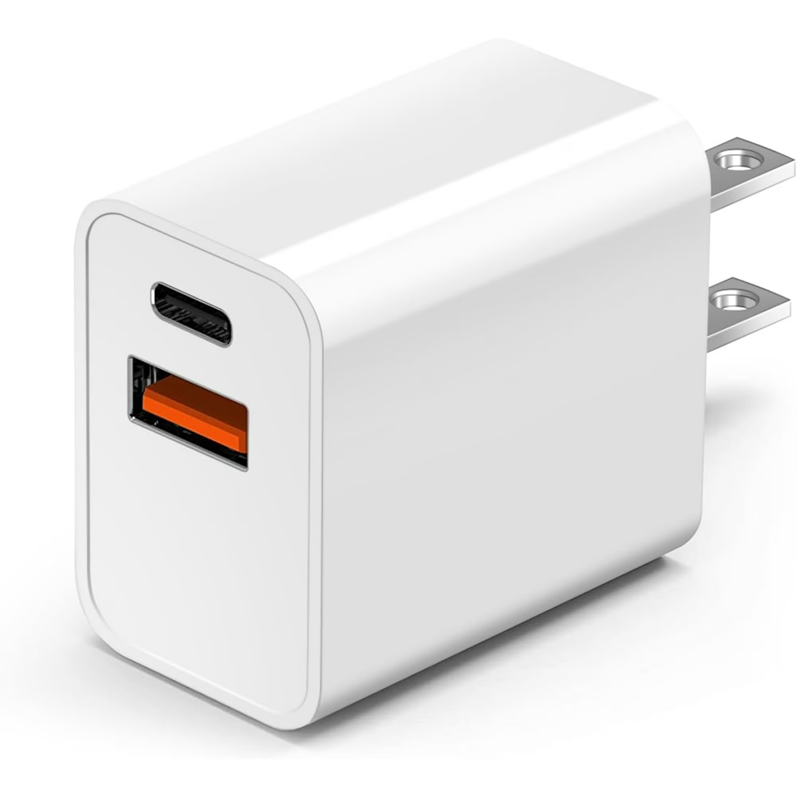 2 Pack 20W USB-C Fast Charger Dual Port USB C + USB A Power Adapter