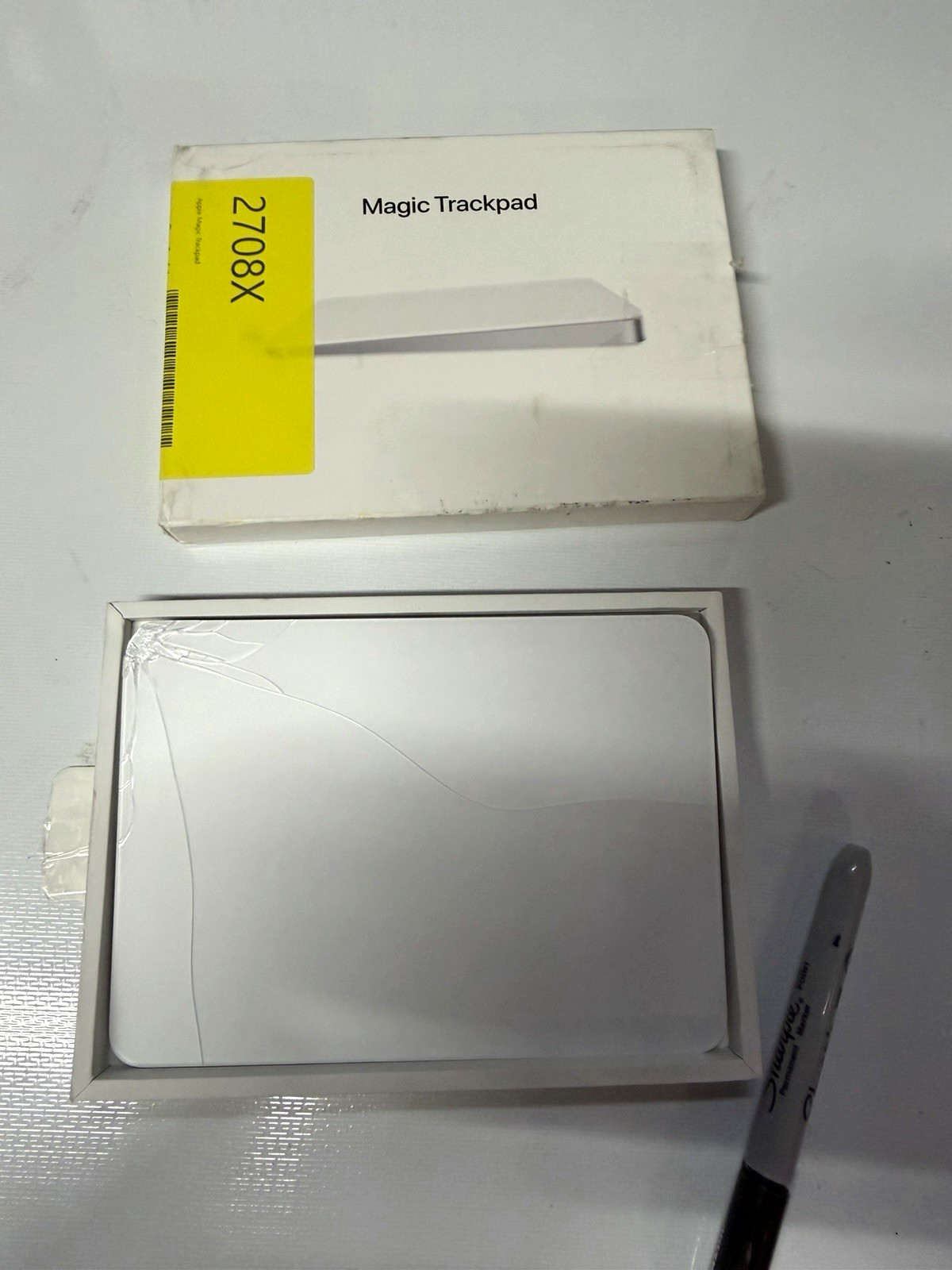 Apple Magic Trackpad A3120 White Rechargeable Bluetooth/USB-C MXK93AM/A cracked