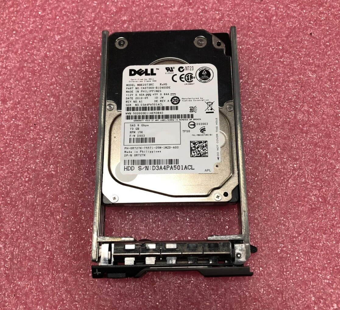 R727K DELL 73gb 15K 2.5" SAS 6GBPS SFF Hard Drive