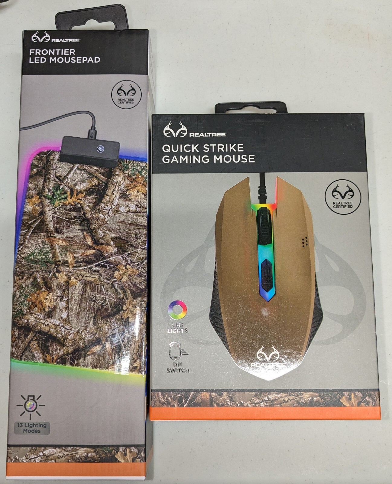RealTree Quick Strike Gaming Mouse & Frontier LED Mousepad Set RGB Lights