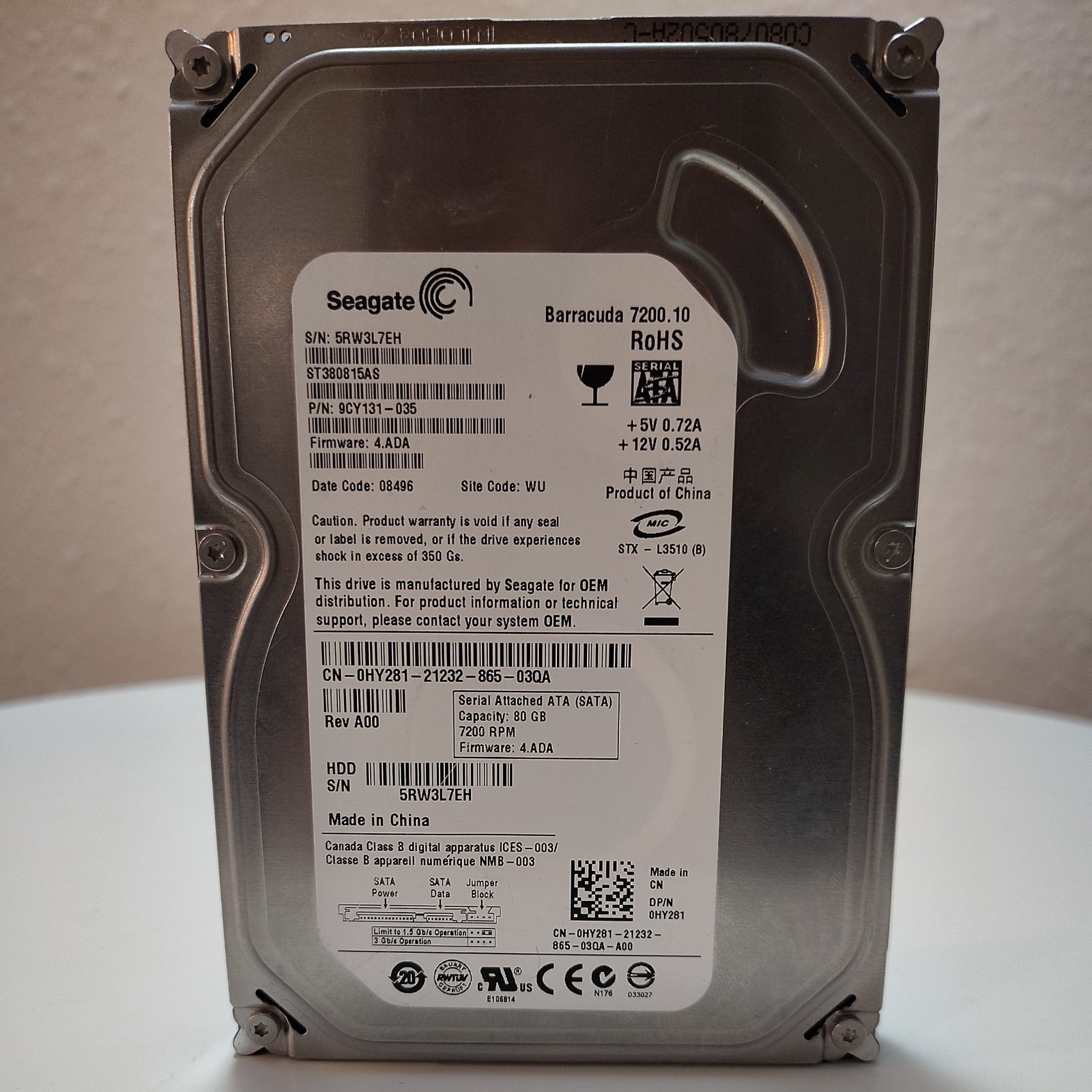 Seagate Barracuda 80G 3.5” Hard Drive