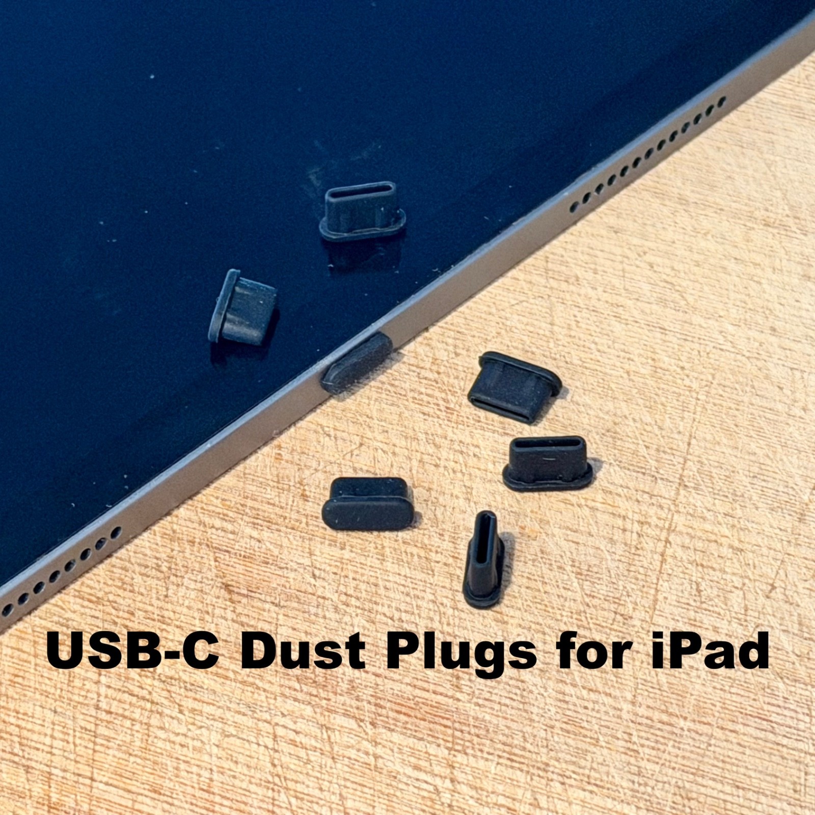 iPad USB C Dust Cover Set, Charging Port Protector Caps, Black USB C Dust Plugs