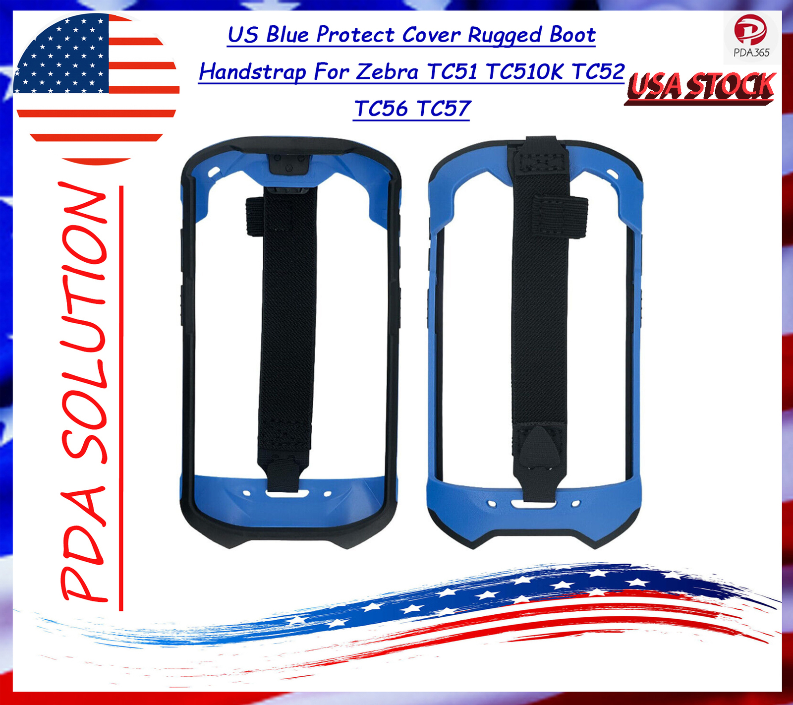 US Blue Protect Cover Rugged Boot Handstrap For Zebra TC51 TC510K TC52 TC56 TC57