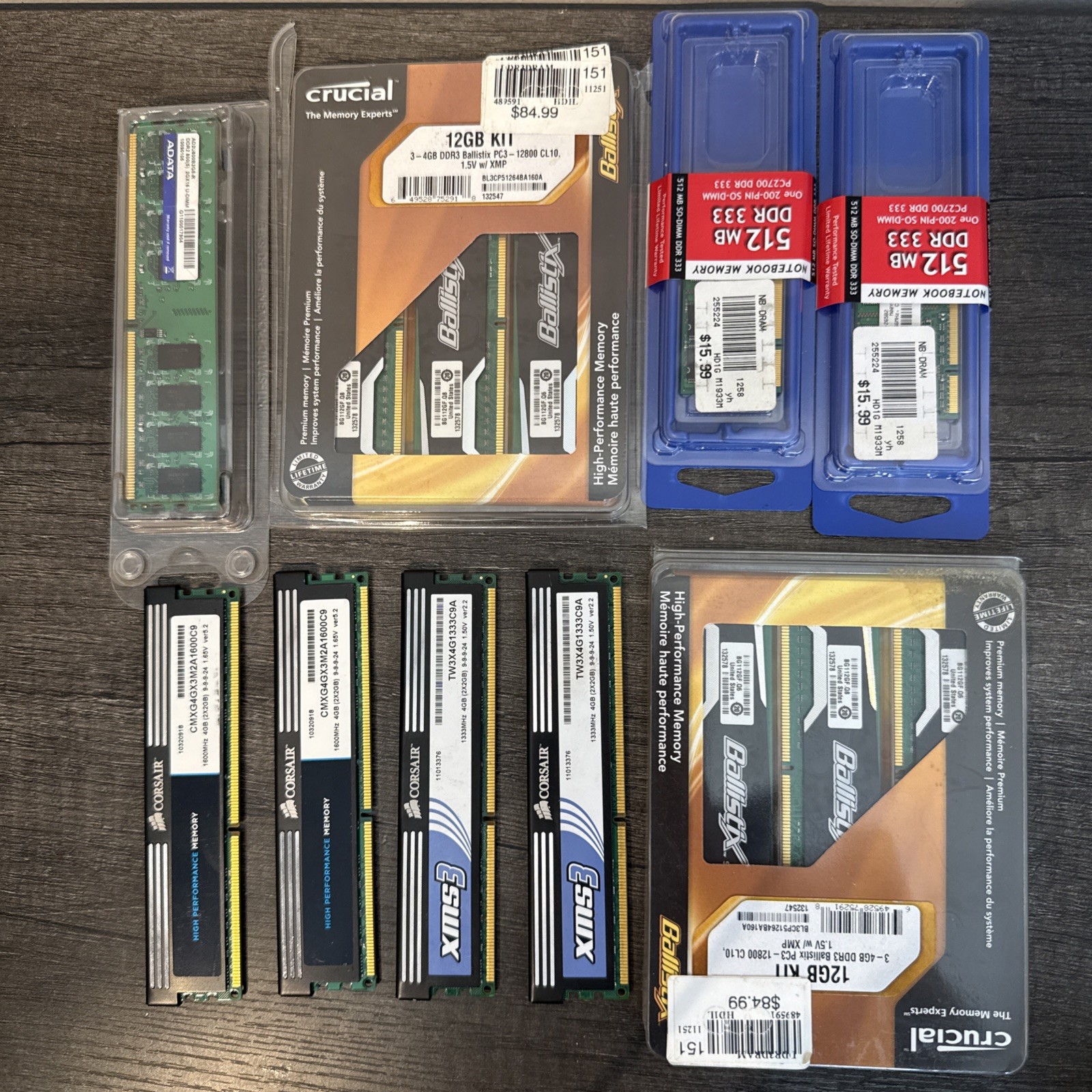Mixed RAM Lot - 40GB+ Total, Crucial Ballistix 12GB Kits, Corsair XMS3, DDR3/DDR