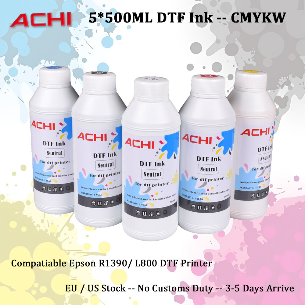 【IN US】ACHI 500ml DTF INK For EPSON 1390 L1800 DTF Printer T-Shirt Cloth Printer