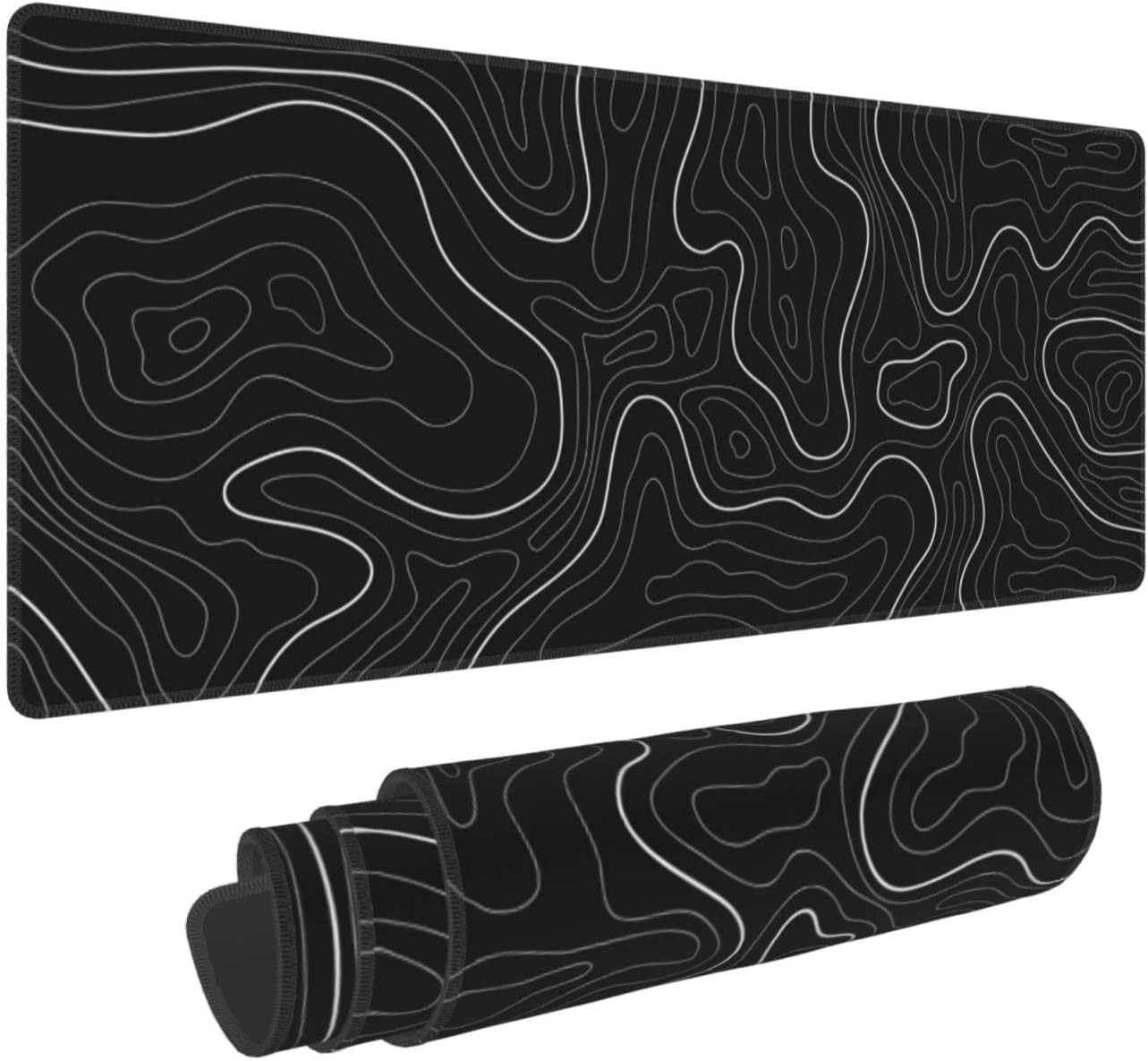 Gaming Mouse Pad Large 31.5 x 11.8in Topographic Keyboard Large, Black 