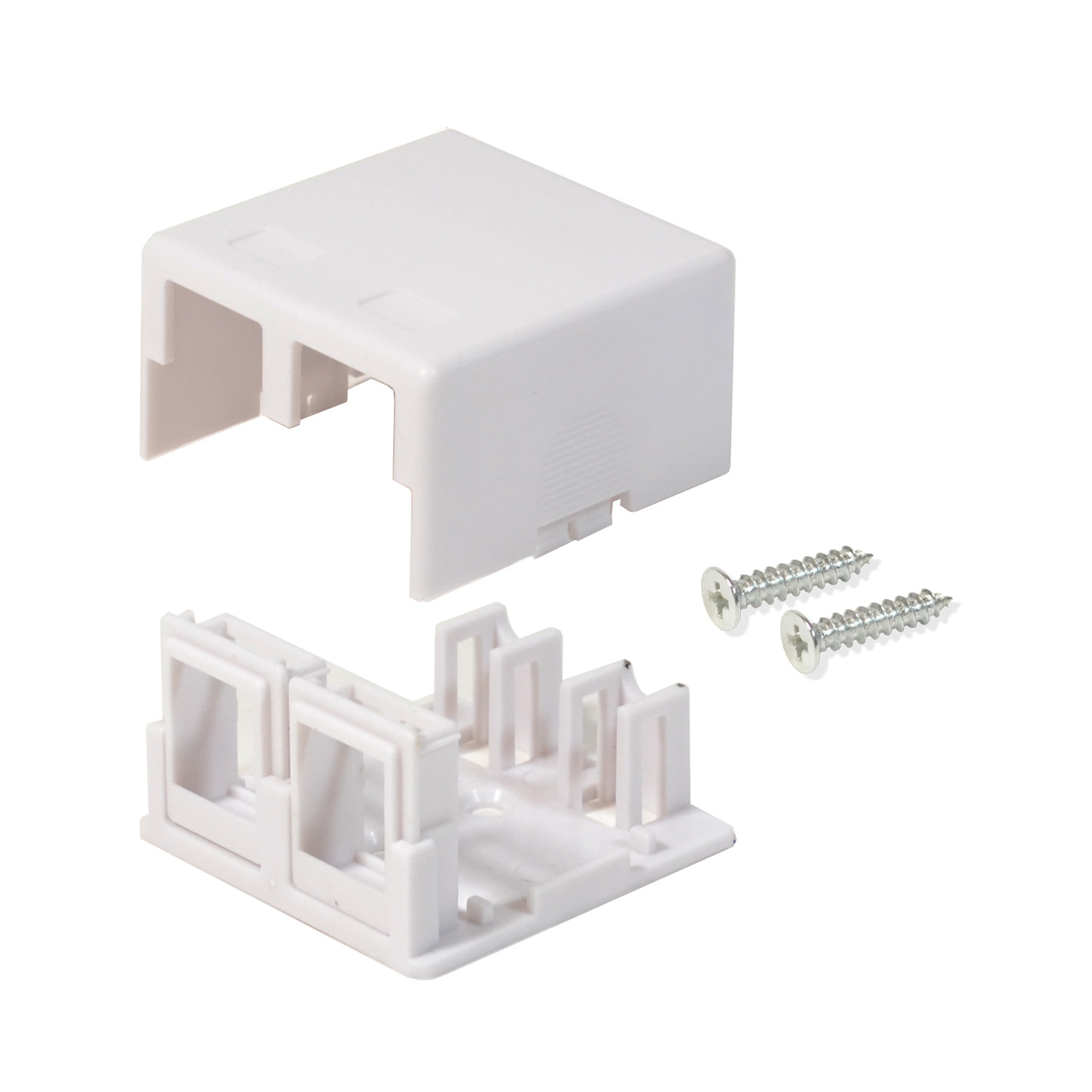 5 Pack Surface Mount Box 2 Port Double Hole Keystone Jack Cat5e/Cat6 White