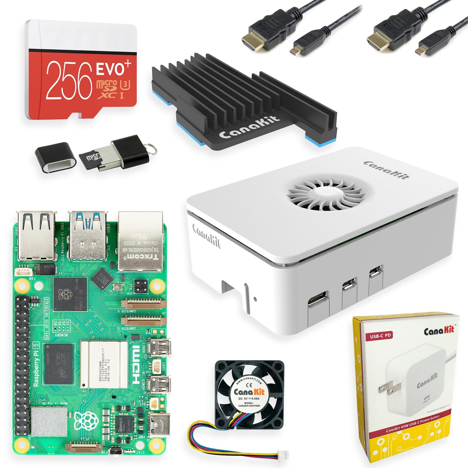 CanaKit Raspberry Pi 5 Starter Kit MAX - Turbine White (256 GB 16GB RAM