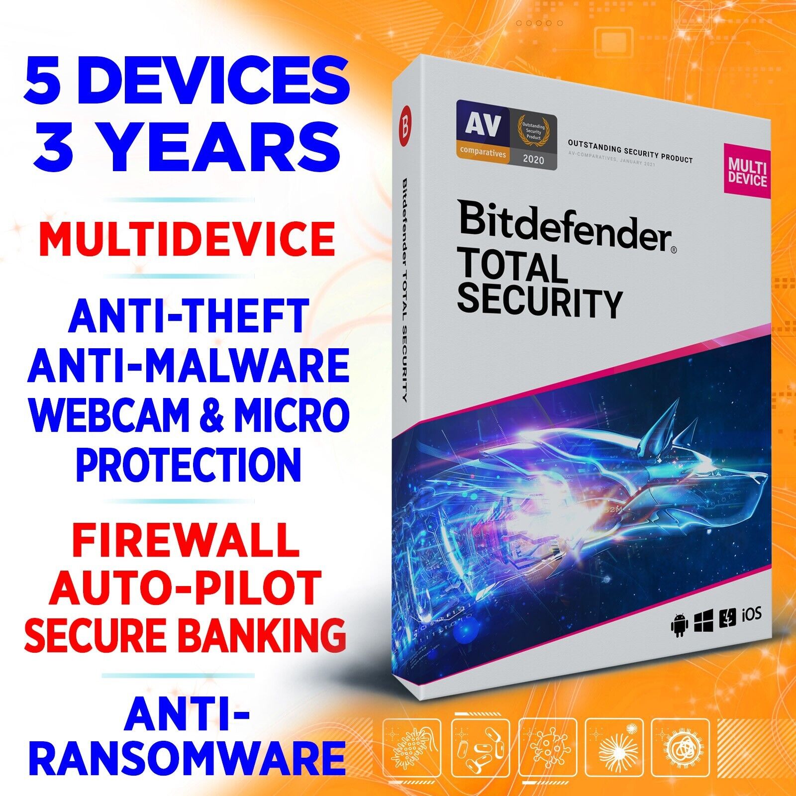 Bitdefender Total Security 2024 5 devices 3 years (USA / Canada only)