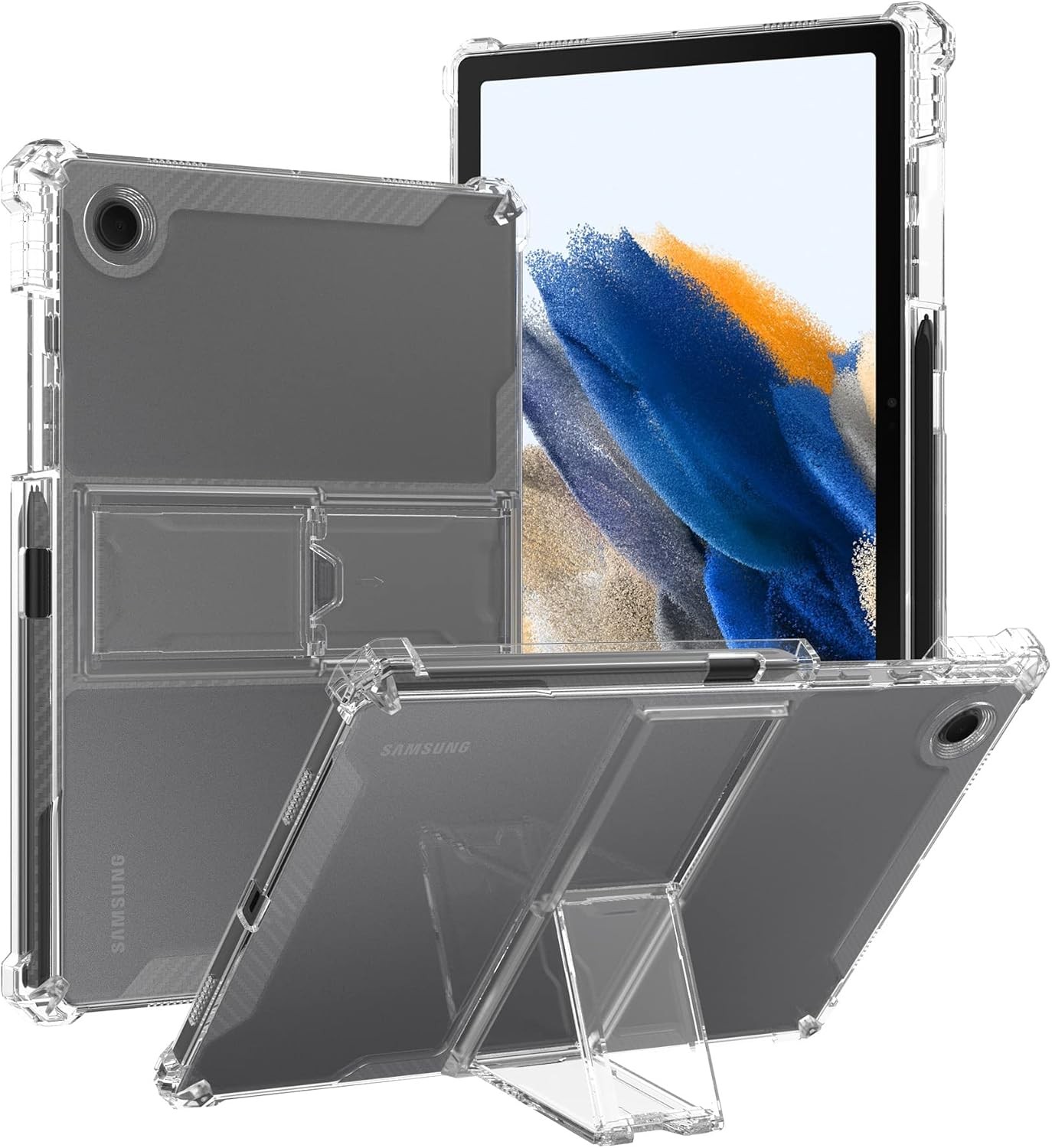 Case for Samsung Galaxy Tab A7 Lite 8.7" Slim Clear Case with Kickstand, Shockpr