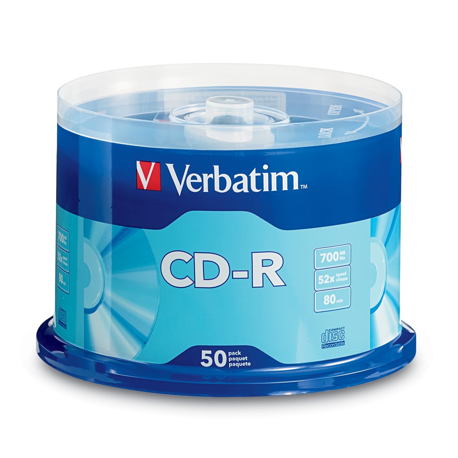 Verbatim CD R Blank Discs 700MB 80 Minutes 52x Recordable Disc for Data and