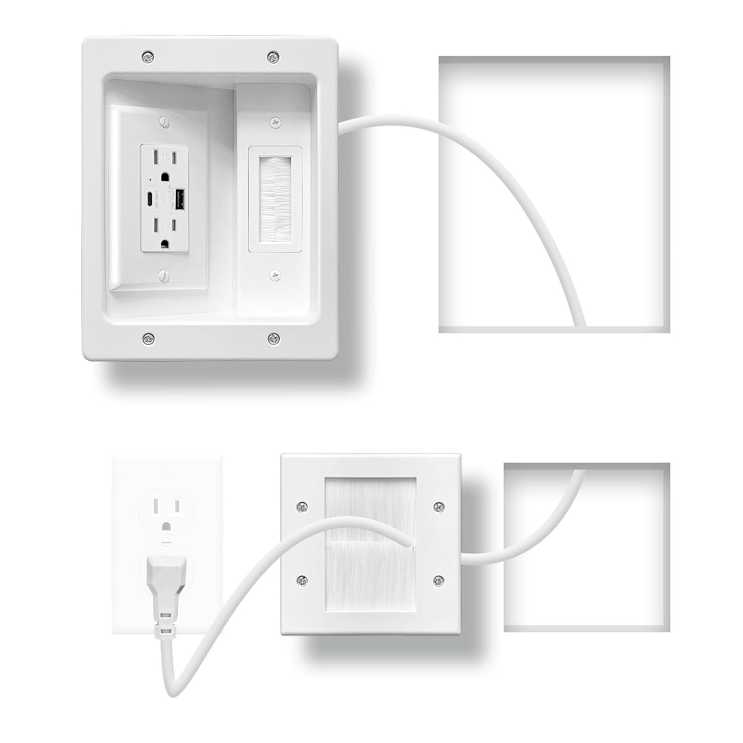 In Wall Cable Management Kit with Brush Wall Plate TV Cable Hider Wall Kit-Ul Li