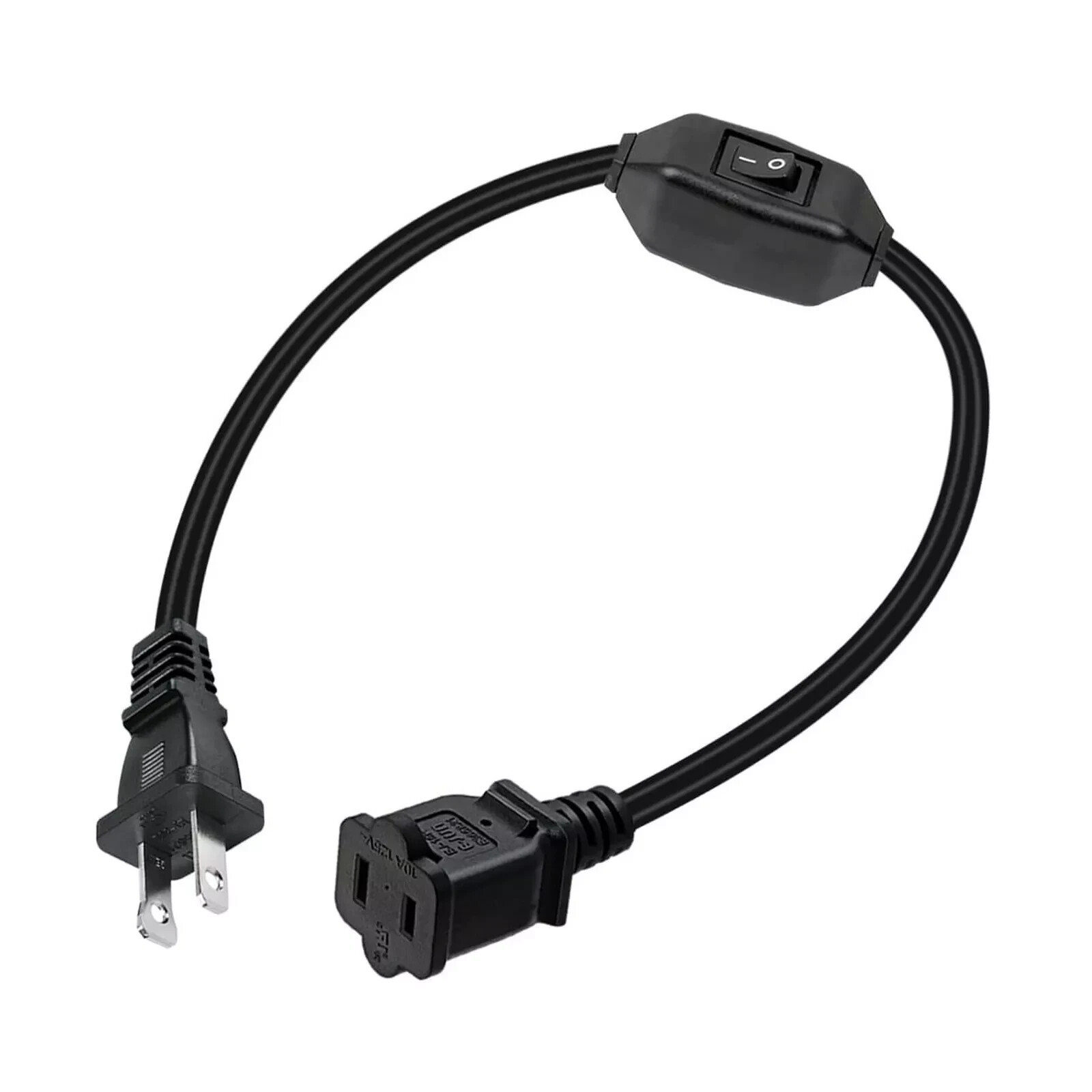 1ft Short US Power Polarized Extension Cord /On/Off Switch  Black High quality