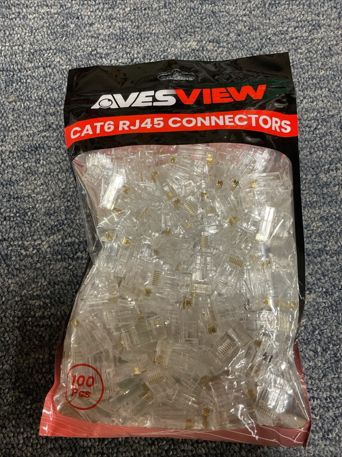 AvesView 100-Pack Cat 6 Pass Through RJ45 Connectors Ethernet Cable Connector