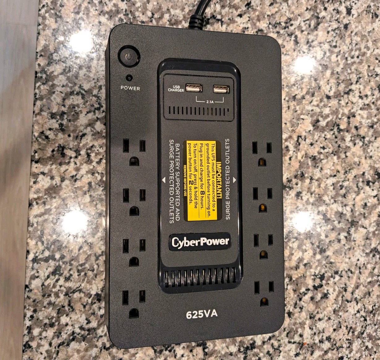 CyberPower ST625U 625VA 360W Desktop UPS Battery Backup 8 Outlets USB Black.