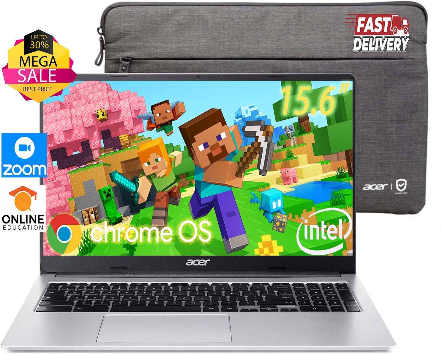 🔥 BRAND NEW🔥Acer Chromebook 15.6" Quad-Core N6000 4GB 128GB eMMC Chrome Sleeve